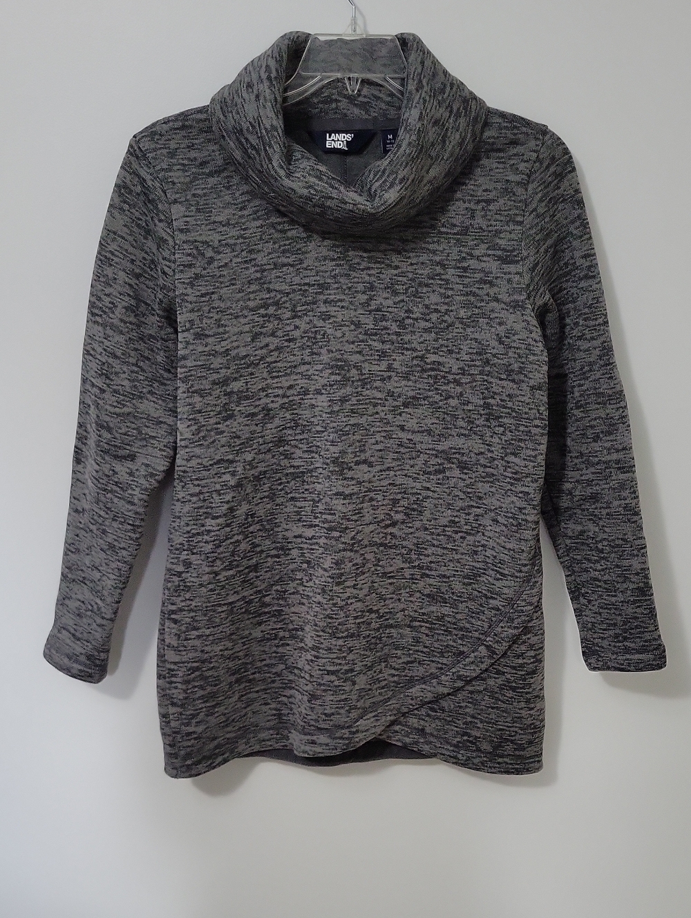 Lands' End Women's Gray Cowl Neck Sweatshirt, Size Medium (10-12)